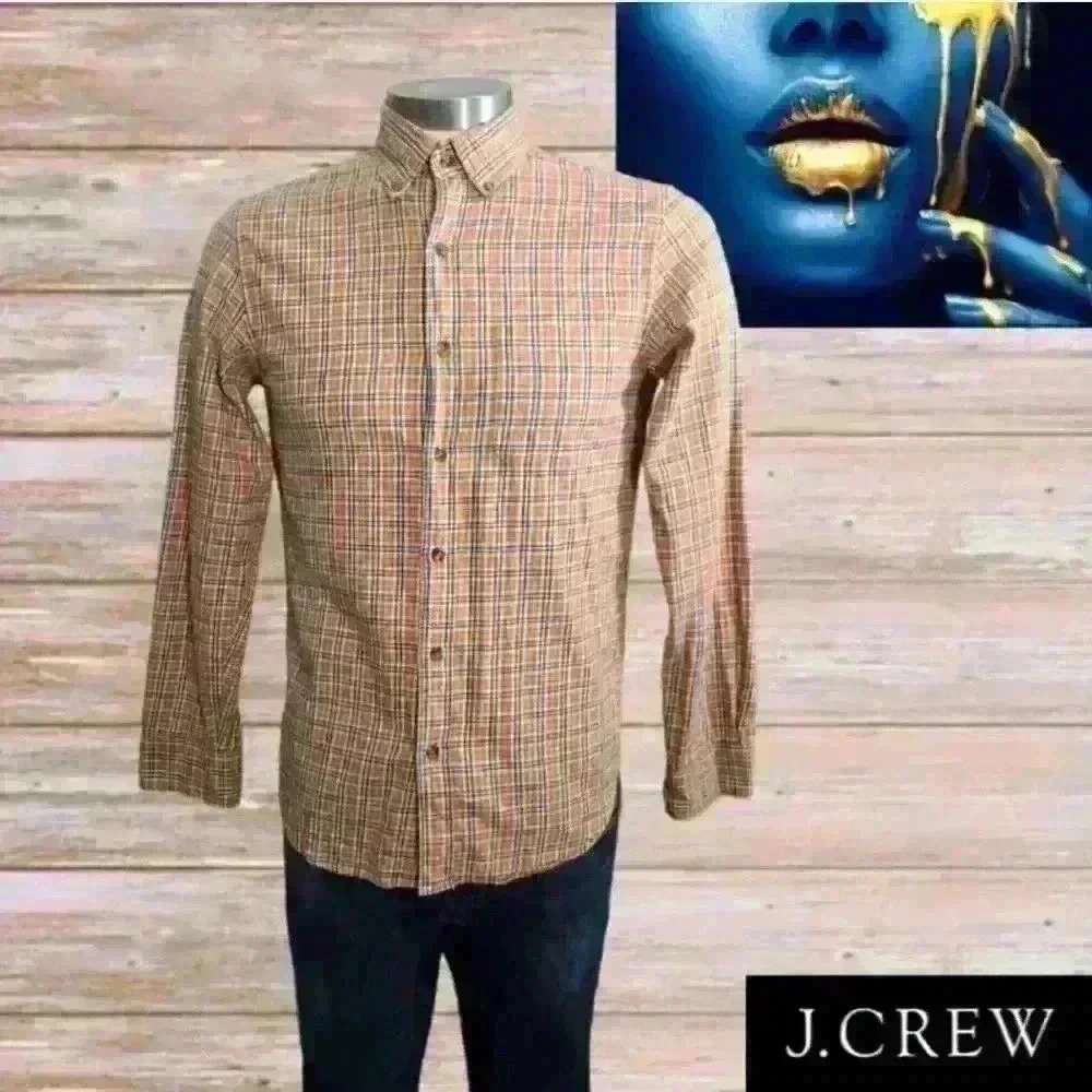 J Crew Button Up Shirt Men's Slim Plaid Multicolor Long Sleeve